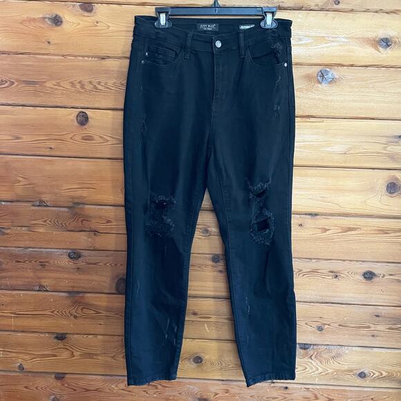 Judy Blue Boyfriend Fit Distressed Black Jeans Size 9/29 - Picture 1 of 8